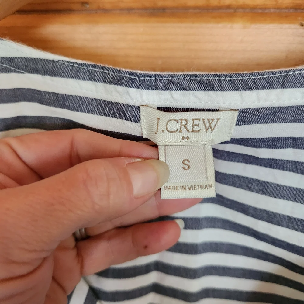 J. CREW 💜‎ Gray Stripe Pocket Tunic Shirt Dress Swim Cover Striped Shift C8759
